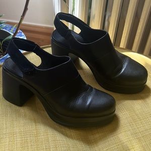 Black Leather Camper Mules